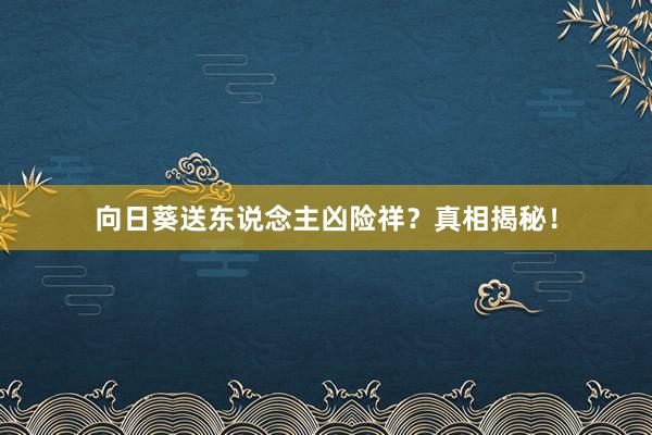 向日葵送东说念主凶险祥？真相揭秘！