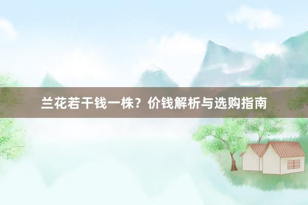 兰花若干钱一株？价钱解析与选购指南